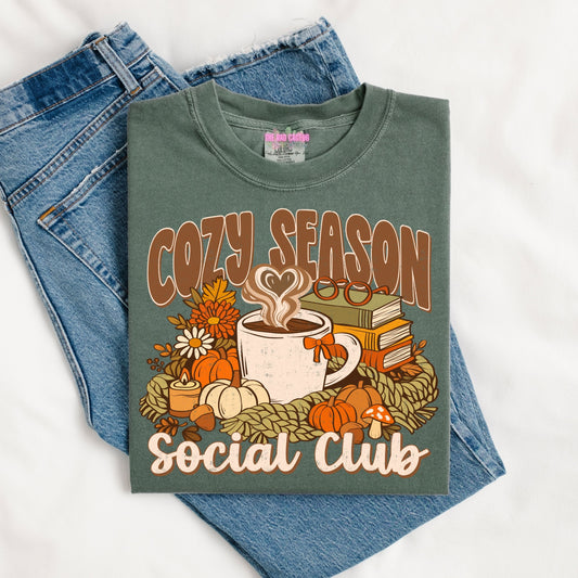 Cozy Season Social Club Graphic Tee or Crewneck Sweatshirt