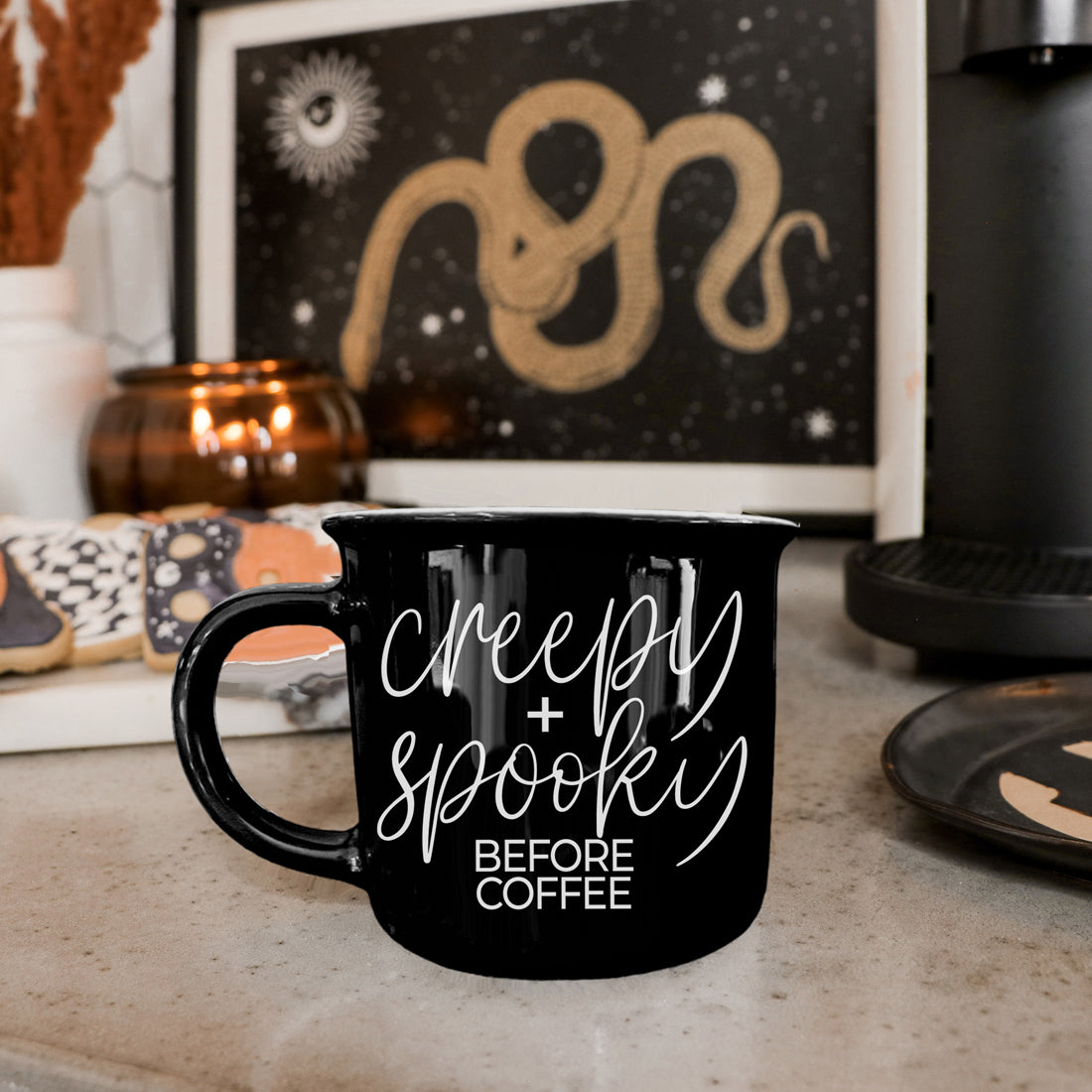 Halloween Coffee Lover Gift Mug Creepy and Spooky Design
Funny Halloween Coffee Mug Creepy Before Coffee