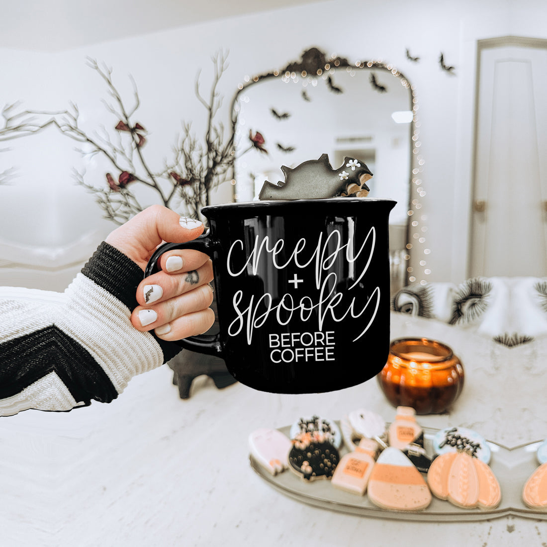 Pre-Coffee Morning Mood Halloween Mug Creepy and Spooky Design
Coffee Lover Halloween Mug Black Ceramic Creepy Before Coffee