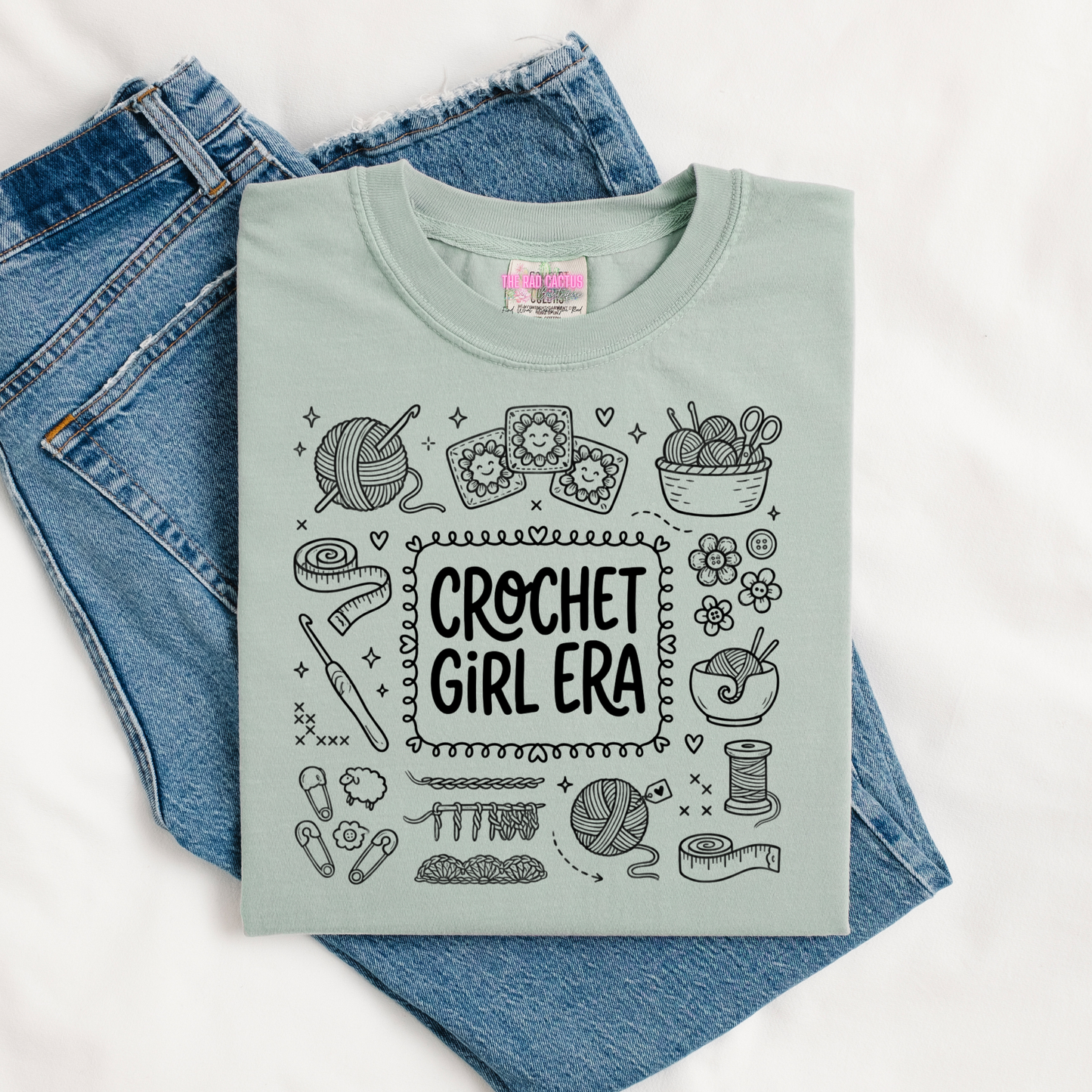 Crochet Girl Era Black Ink Graphic Tee or Crewneck Sweatshirt