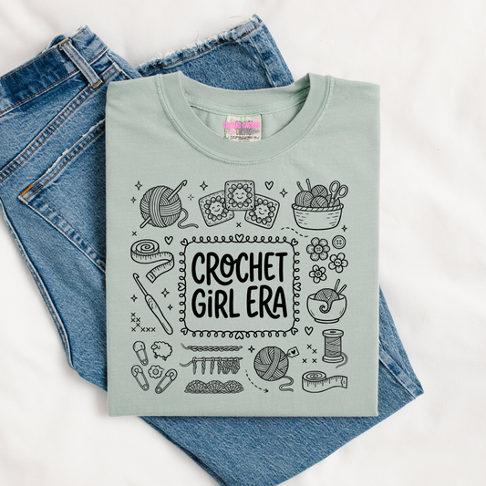 Crochet Girl Era Black Ink Graphic Tee or Crewneck Sweatshirt