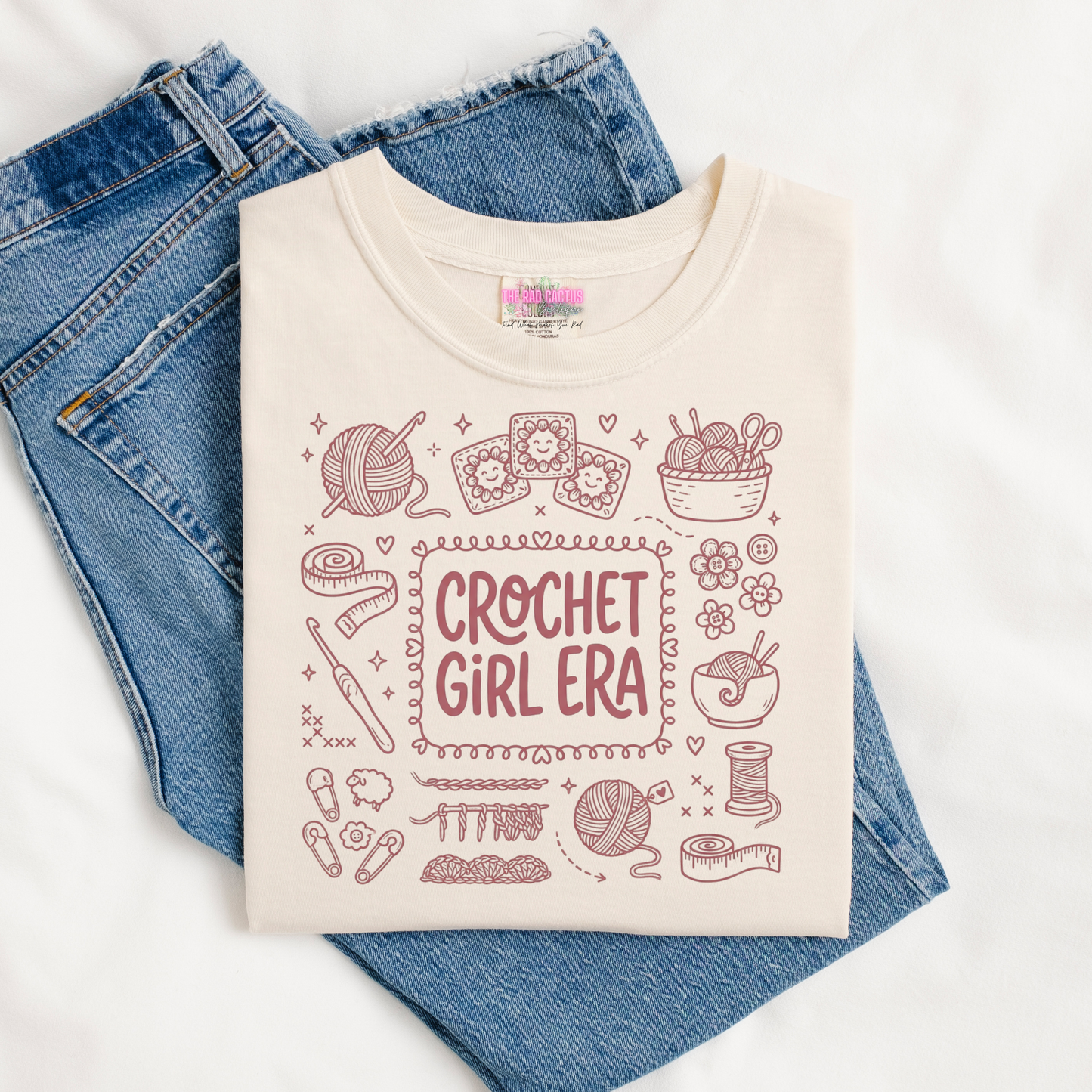 Crochet Girl Era Mauve Ink Graphic Tee or Crewneck Sweatshirt