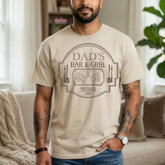 Dad's Bar & Grill Brown Ink Graphic Tee or Crewneck Sweatshirt