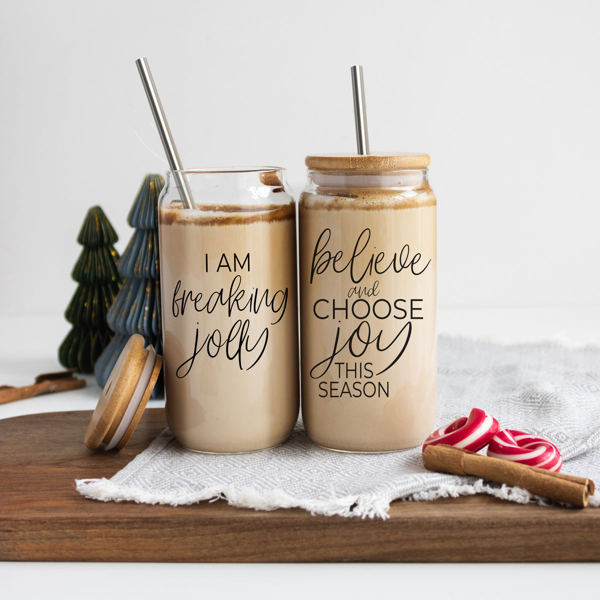 Believe & Joy Glass Cup