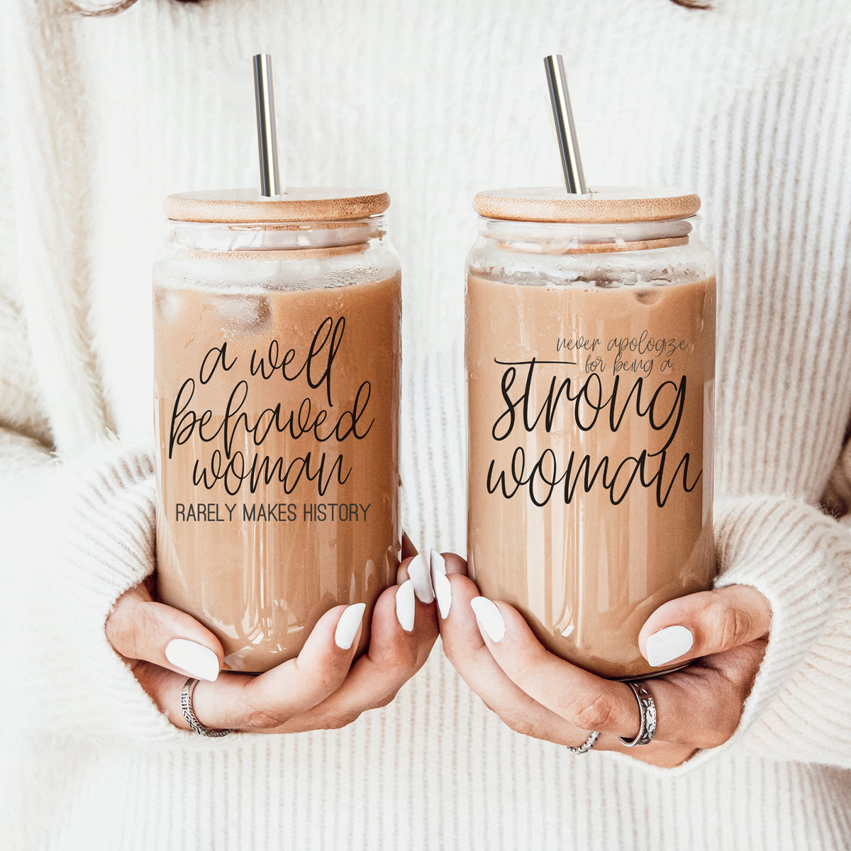 Strong Woman Glass Cup