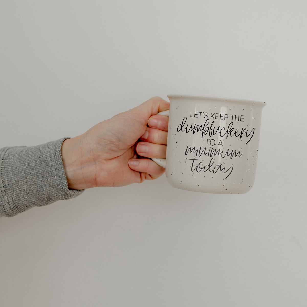 Sassy coffee mug with minimalist black text
Funny adult humor coffee mug for morning meetings