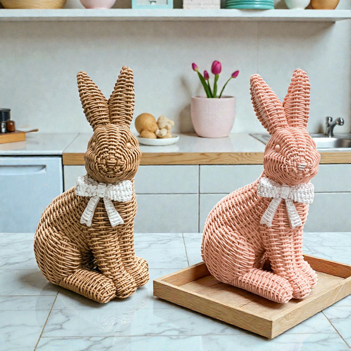 Basketweave Resin Easter Bunny
