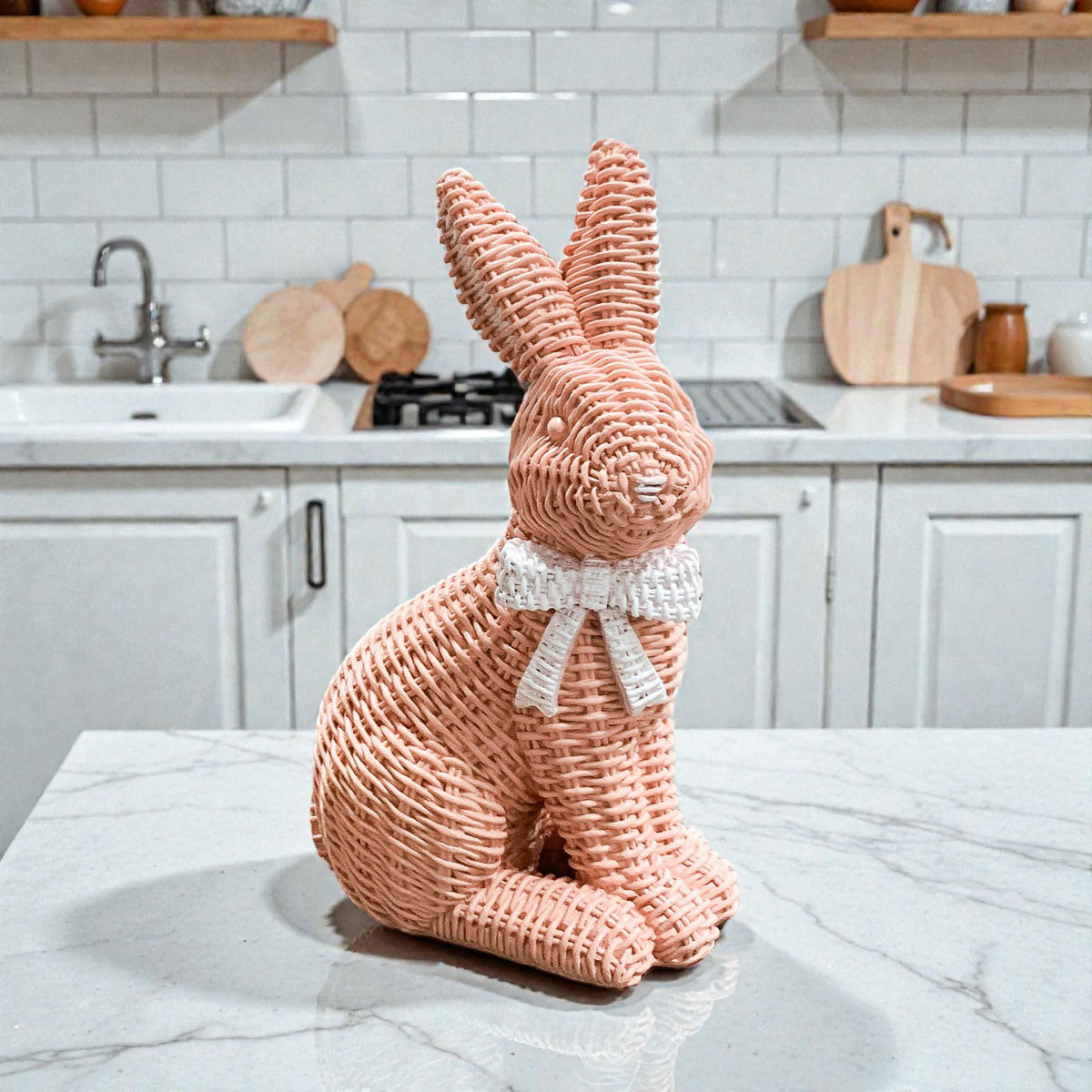 Basketweave Resin Easter Bunny