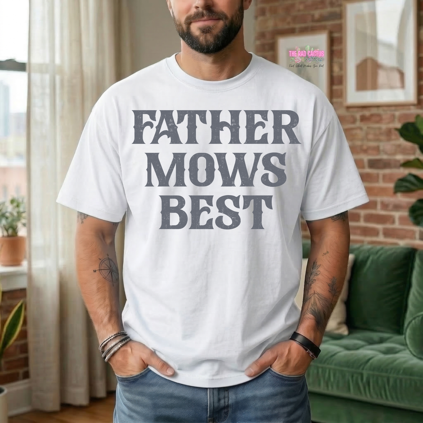 Father Mows Best Graphic Tee or Crewneck Sweatshirt