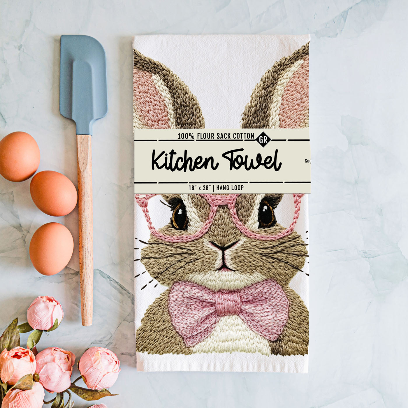 embroidered style bunny kitchen decor
blue bow bunny and pink bow bunny towel
easter towel pink and blue bunnies
spring bunny towel farmhouse decor
gender neutral bunny towel easter
easter gift towel for kitchen
pastel spring bunny decor towel