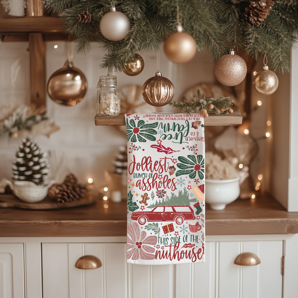 Holiday tree farm kitchen decor
Christmas tree cutting kitchen towel
Tree farm Christmas kitchen accessories
