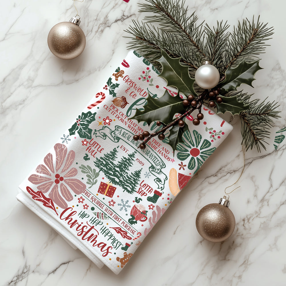 Movie quote kitchen towel Christmas
Classic Christmas movie kitchen towel
Holiday film kitchen towel design