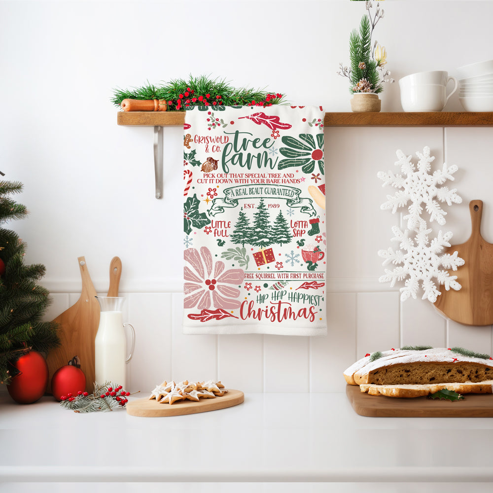 Rustic holiday kitchen towel design
Country Christmas kitchen decor towel
Farmhouse holiday kitchen accessories