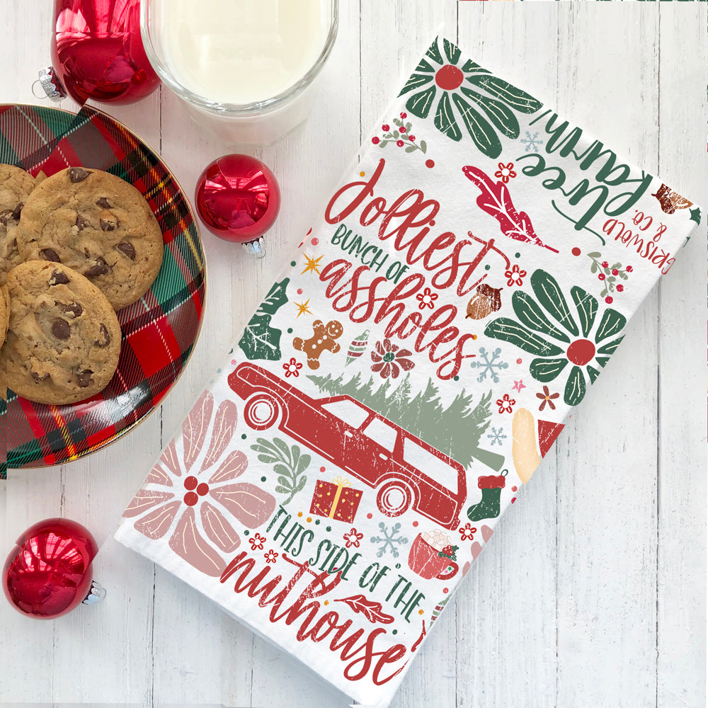 Funny holiday home decor towel
Witty Christmas kitchen essentials
Farmhouse Christmas kitchen towel