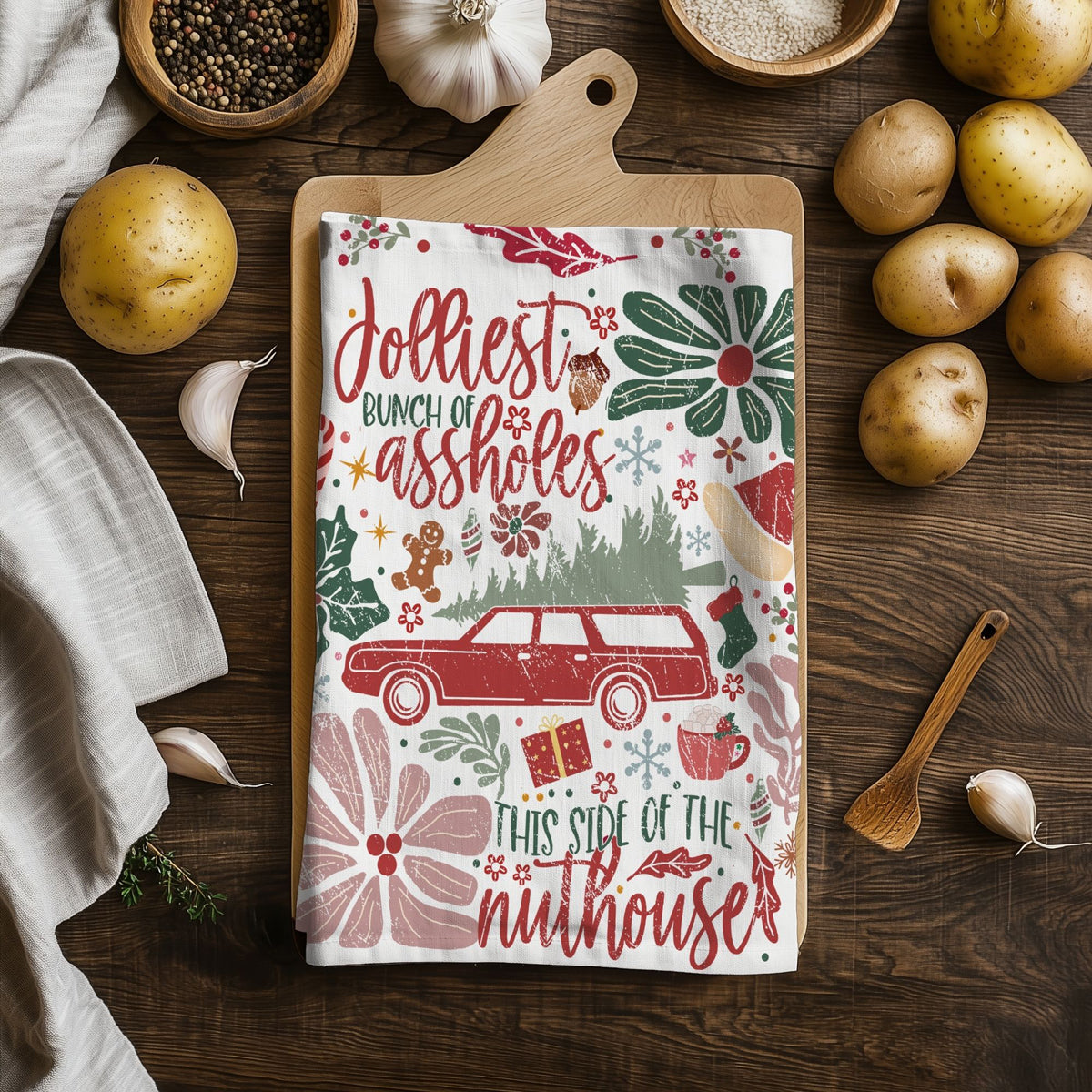Holiday kitchen towel gift Griswold
Christmas kitchen decor gift towel
Holiday hostess gift kitchen towel