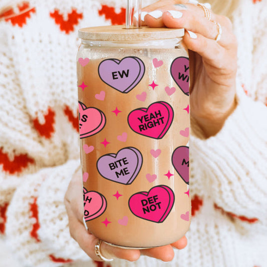 Candy Hearts Glass Cup