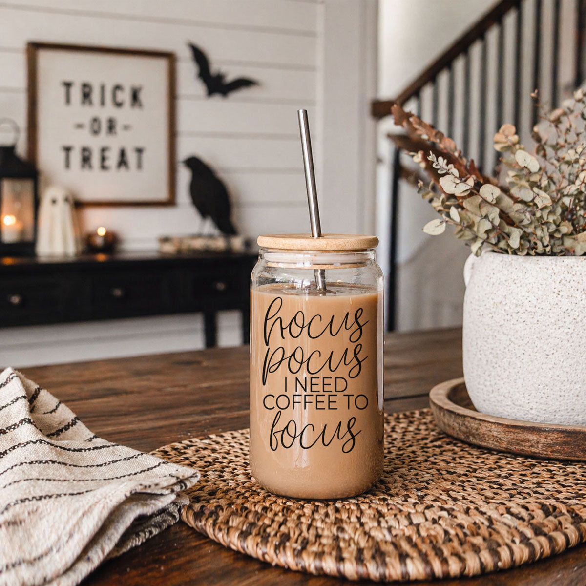 Hocus Pocus I need Coffee To Focus Coffee Mug With Lid