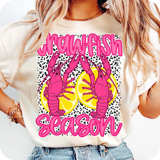 Crawfish Season Pink Dalmatian Tee/Sweatshirt