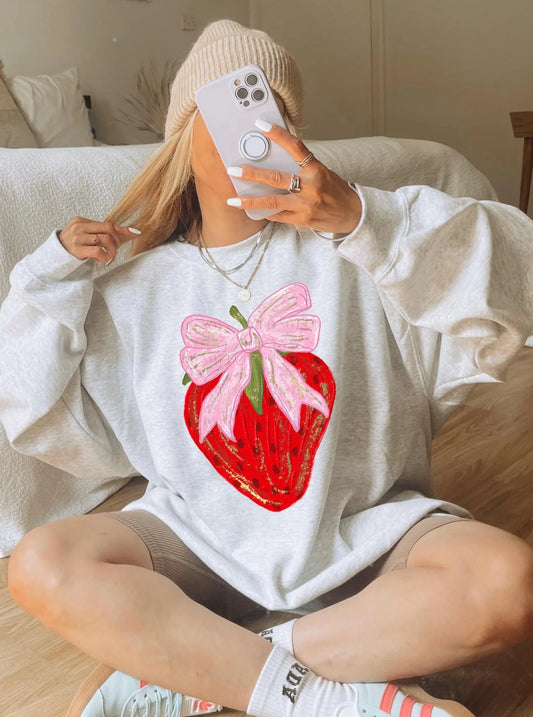 Strawberry Coquette Watercolor, Brushstroke, Oil Paint Tee/Sweatshirt