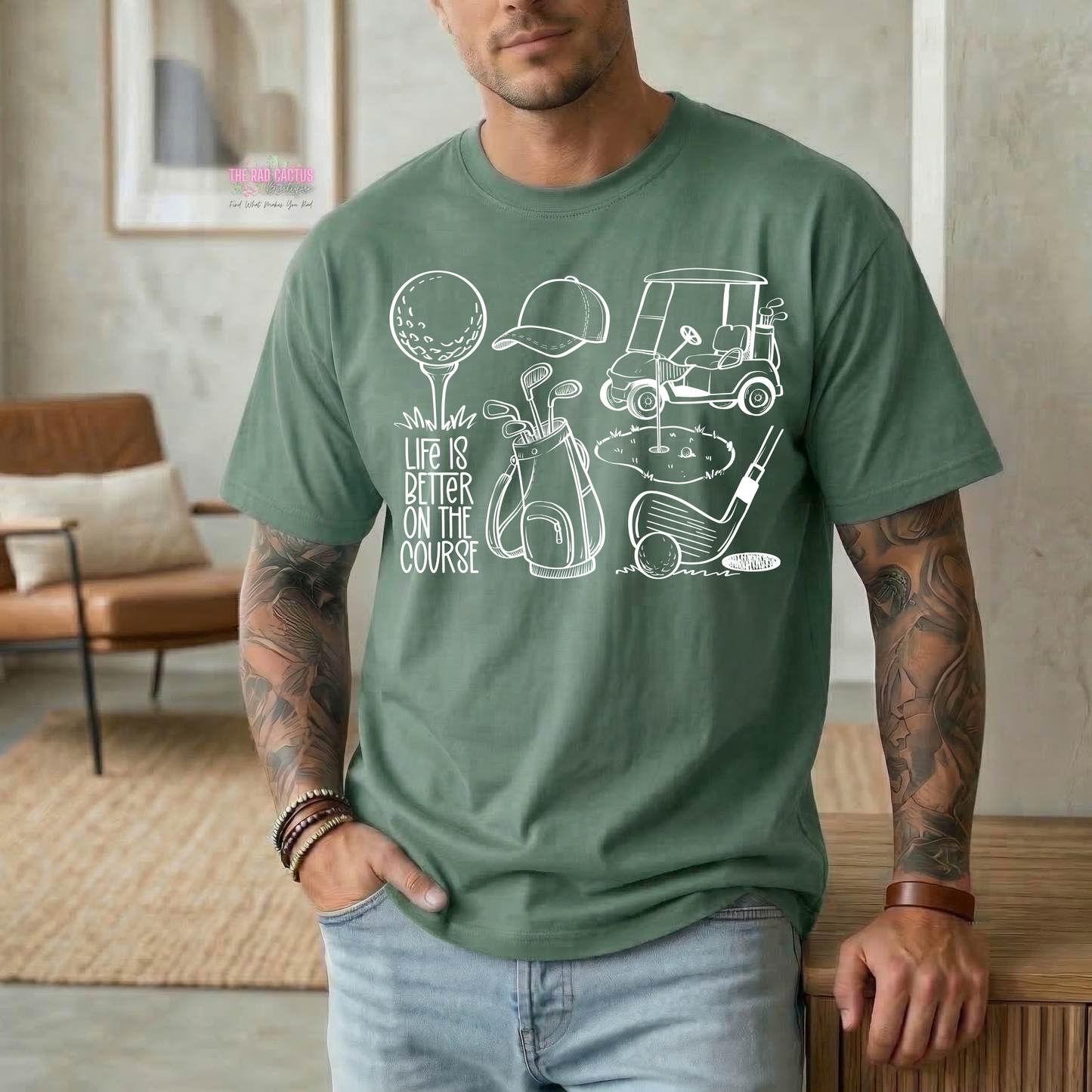 Life Is Better On The Course White Ink Graphic Tee or Crewneck Sweatshirt