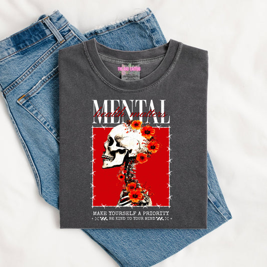 Mental Health Matters White Detail Graphic Tee or Crewneck
