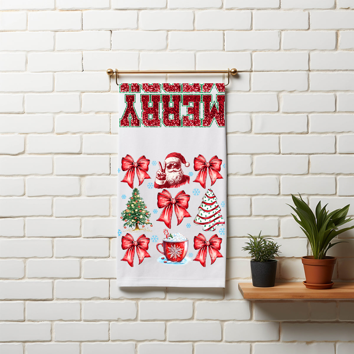 Christmas ribbon bow kitchen accessories
Holiday bow kitchen towel sparkle
Festive bow Christmas kitchen decor