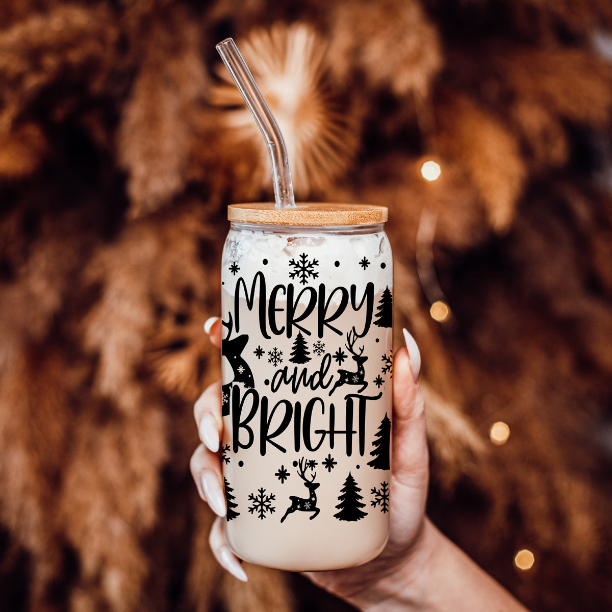 Merry & Bright Glass Cup
