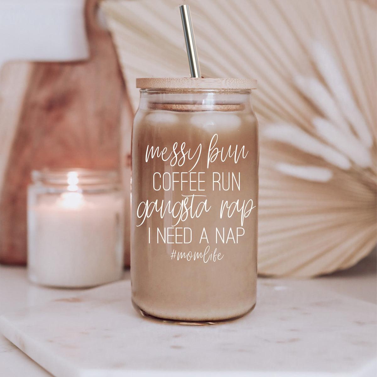 Messy Bun Glass Cup