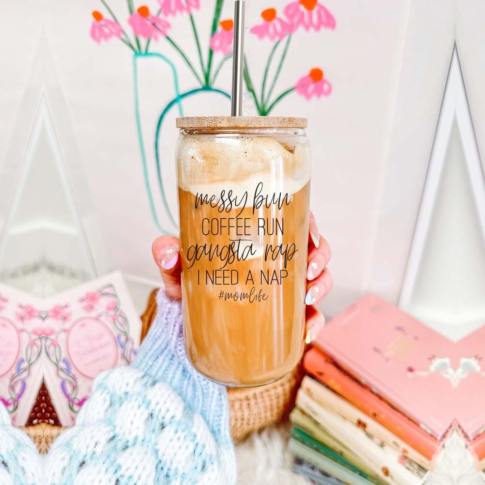Messy Bun Glass Cup
