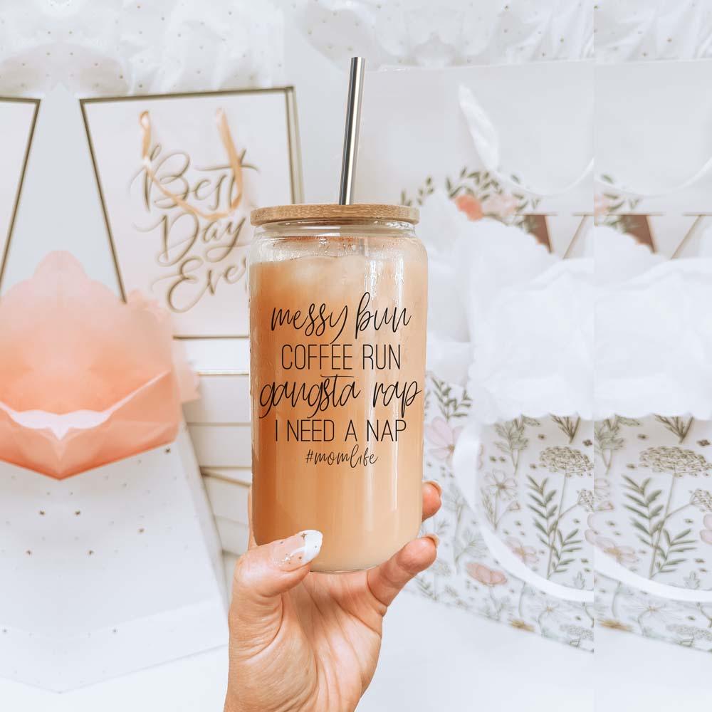 Messy Bun Glass Cup