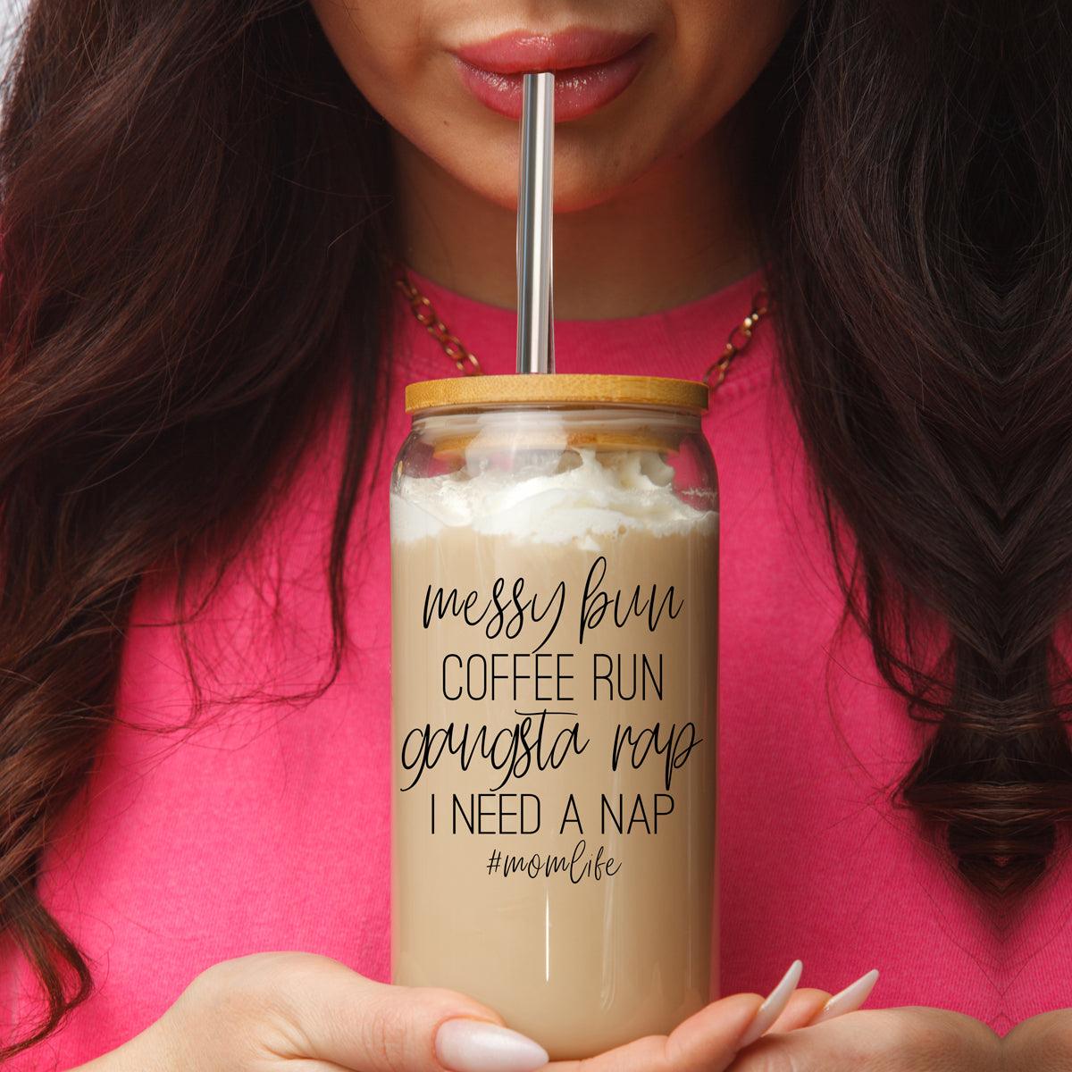 Messy Bun Glass Cup