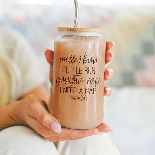 Messy Bun Glass Cup