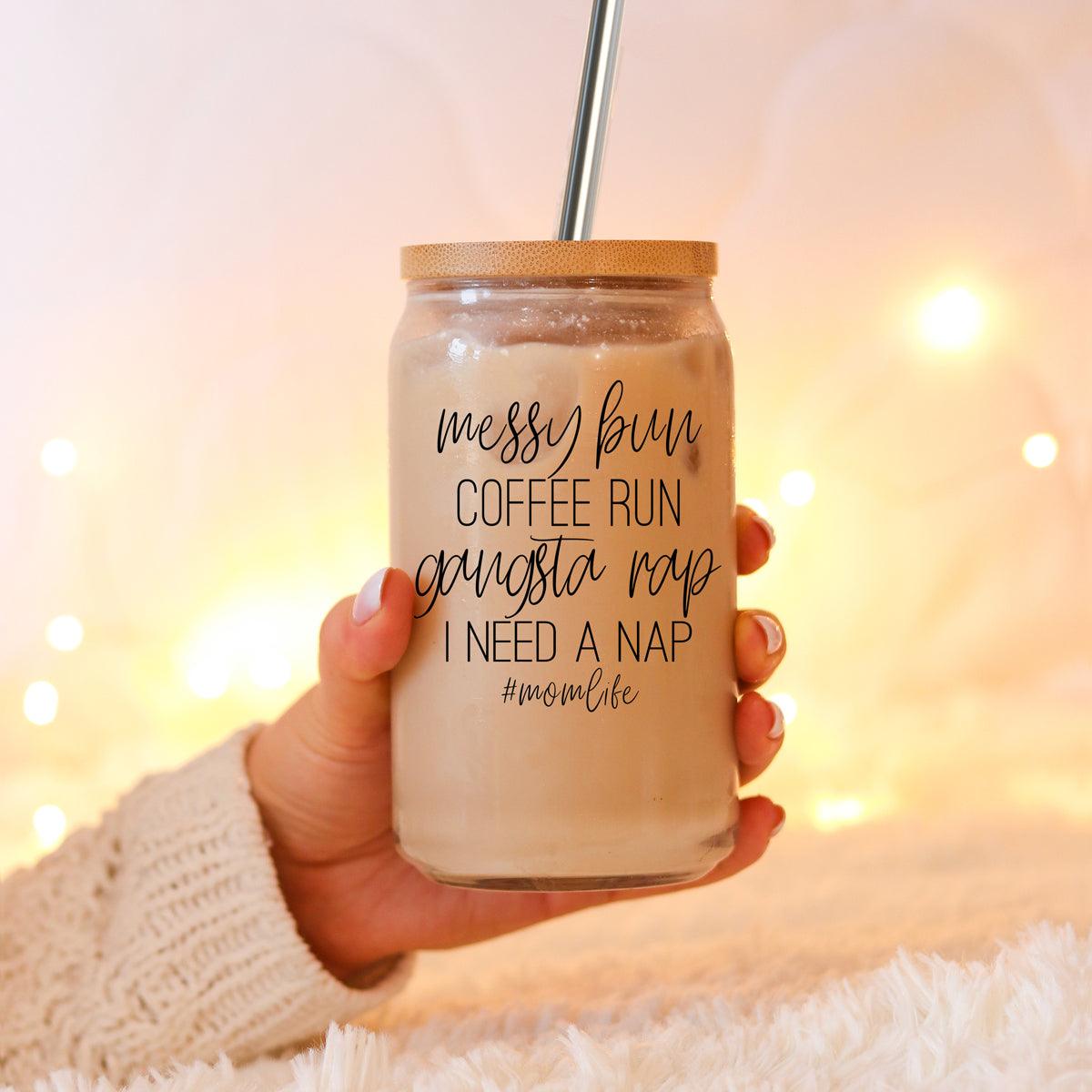 Messy Bun Glass Cup