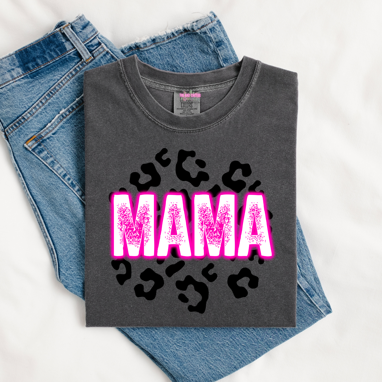 Neon Leopard Mama Graphic Tee or Crewneck Sweatshirt