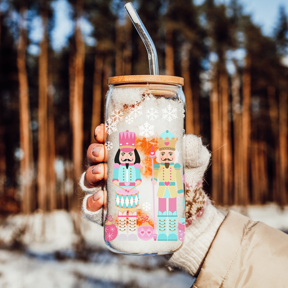 Nutcracker Nuts About Christmas Glass Cup
