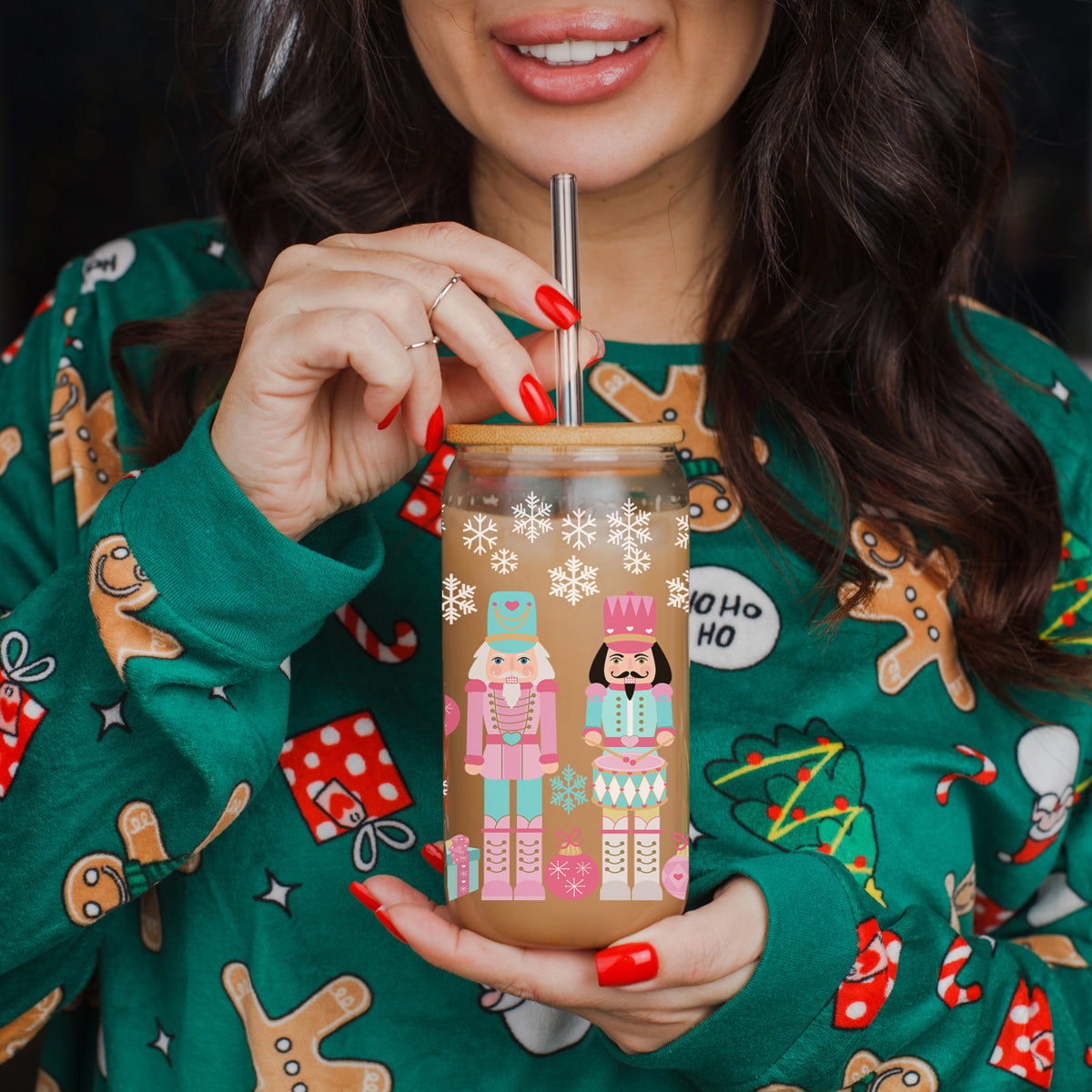 Nutcracker Nuts About Christmas Glass Cup