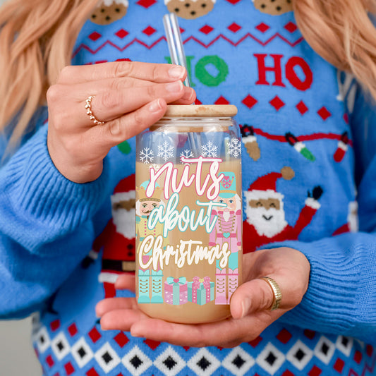 Nutcracker Nuts About Christmas Glass Cup