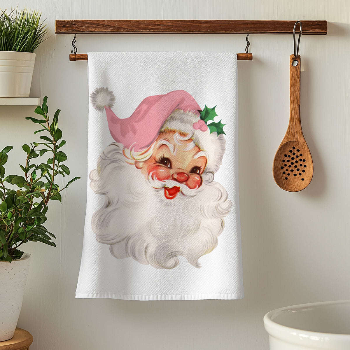 Pink Christmas kitchen towel free shipping
Best price pink Christmas kitchen decor
Buy vintage Santa kitchen towel online
Best vintage Santa kitchen decor deals