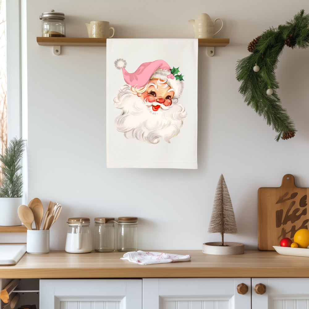 Vintage Pink Santa Towel