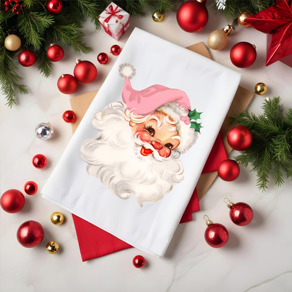 Vintage Pink Santa Towel