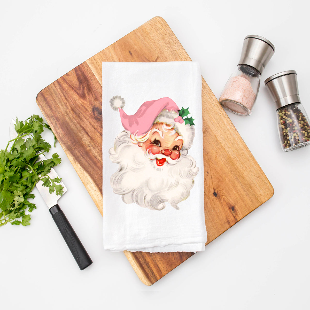 Pink Santa Christmas kitchen towel gift
Christmas kitchen towel gift pink Santa
Holiday kitchen towel gift vintage
Pink Christmas kitchen towel present