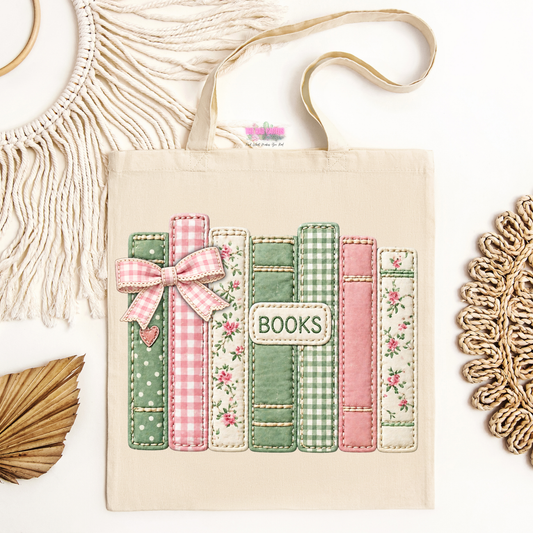 Quilted Books Tote Bag