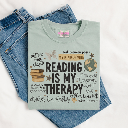 Reading Is My Therapy Graphic Tee or Crewneck Sweatshirt