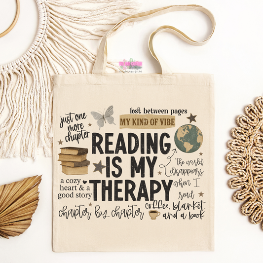 Reading Is My Therapy Tote Bag