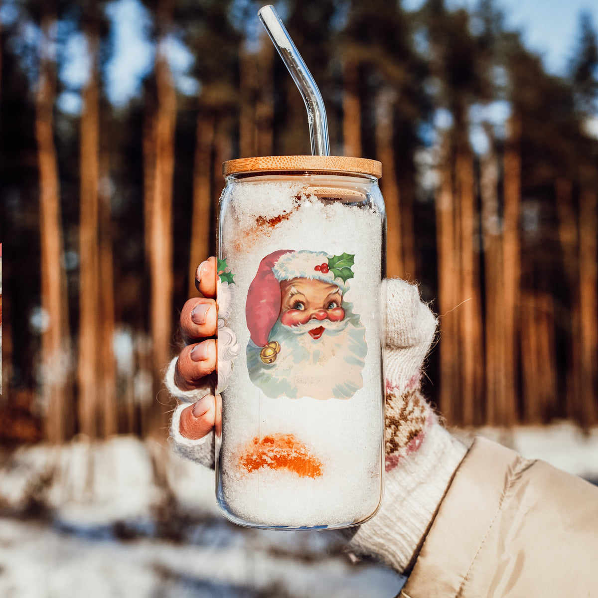 Vintage Santa Glass Cup
