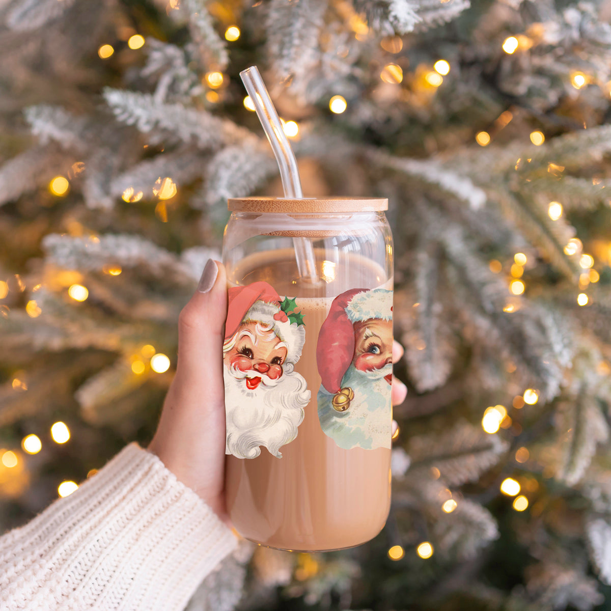 Vintage Santa Glass Cup