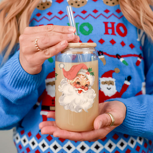 Vintage Santa Glass Cup