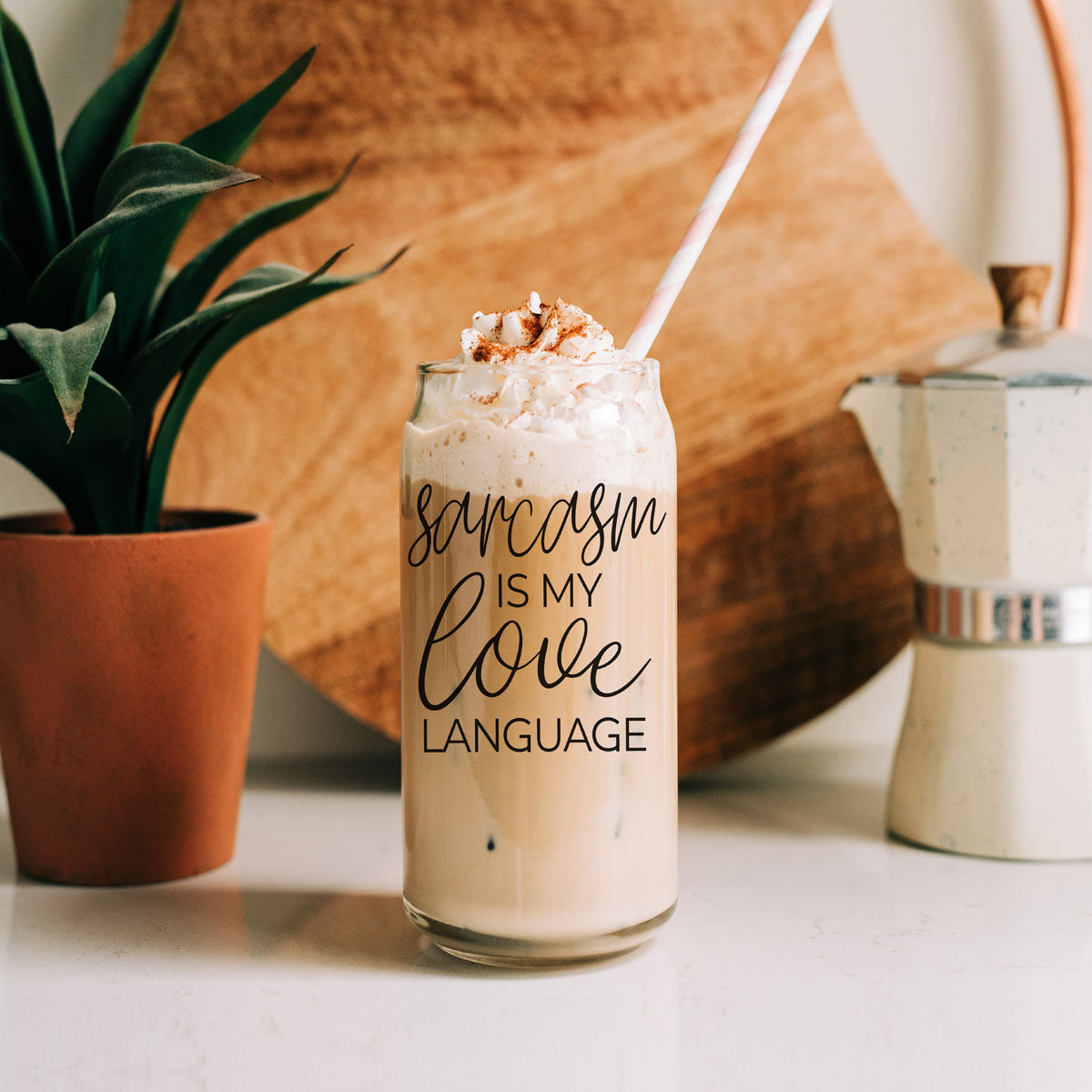 Sarcasm Love Language Glass Cup