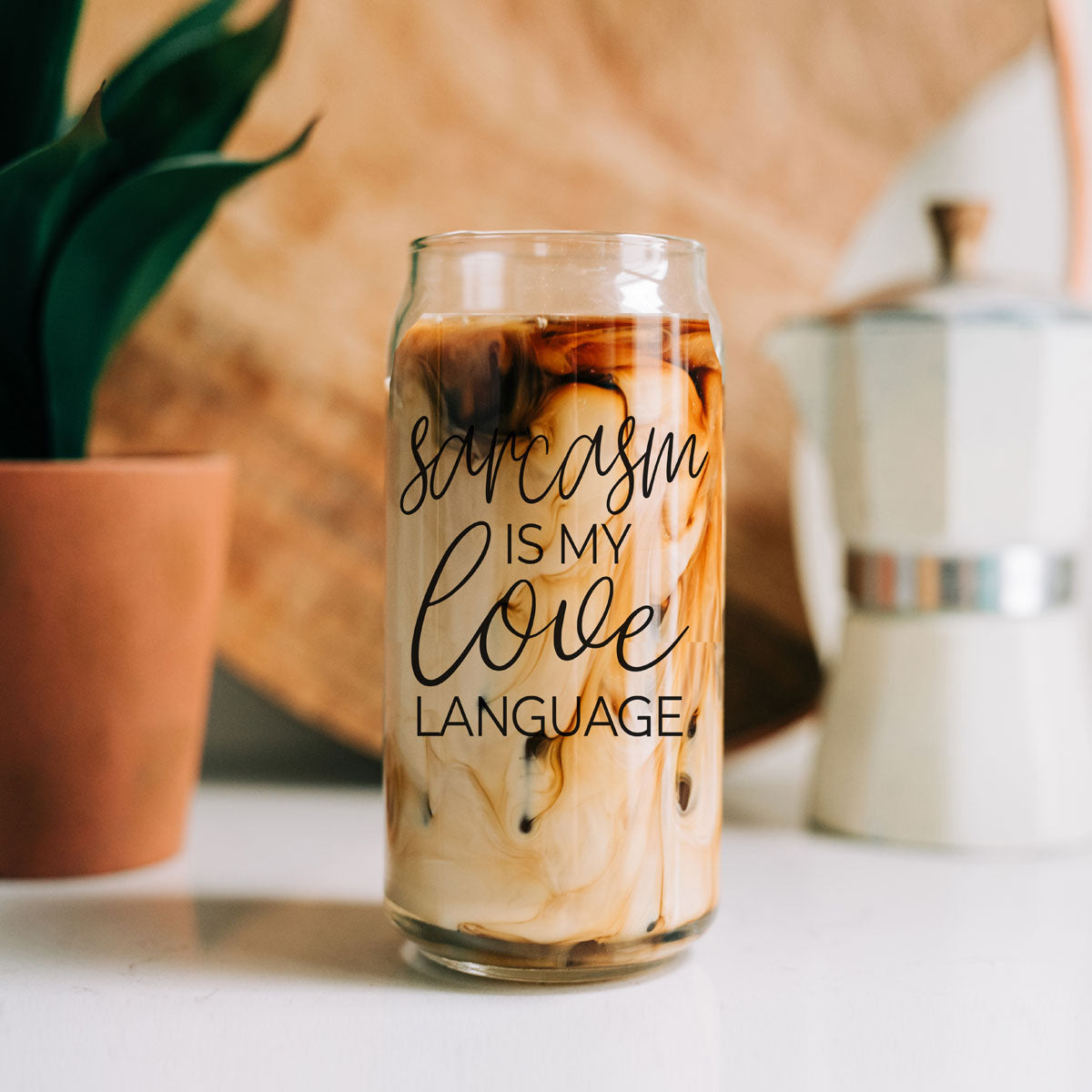 Sarcasm Love Language Glass Cup