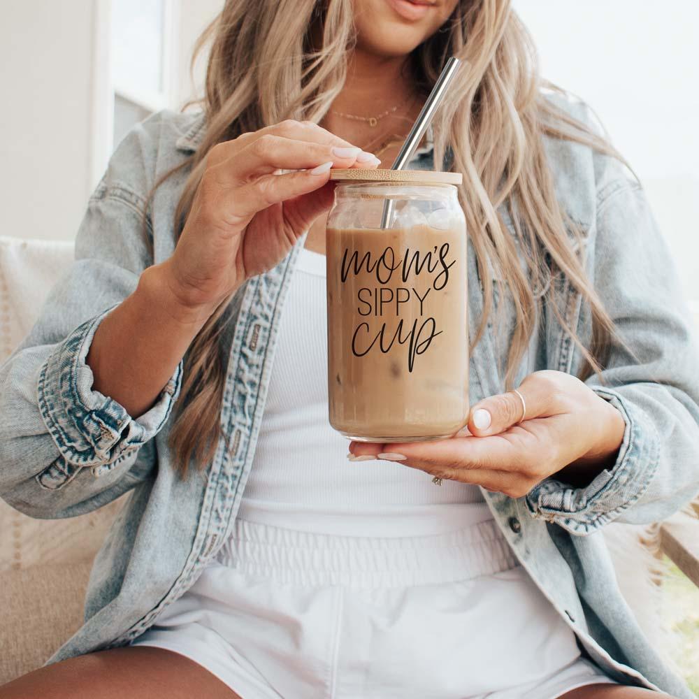 Mom's Sippy Glass Cup